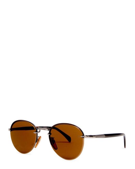 David Beckham Brown Rimless Round-Frame Sunglasses for men
