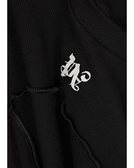 Palm Angels Black Logo-embroidered Stretch-cotton Mini Dress