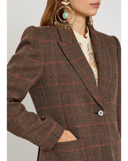 Chloé Brown Checked Wool Blazer
