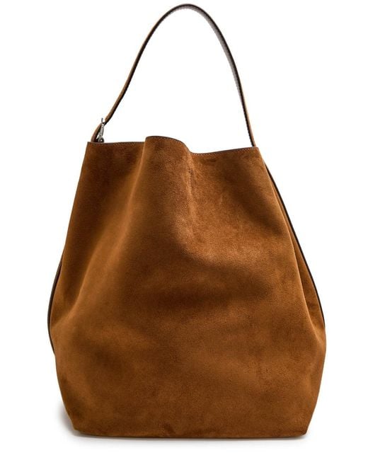 Totême  Brown Belted Suede Tote