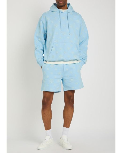 Casablanca Blue Logo-Monogrammed Cotton Shorts for men