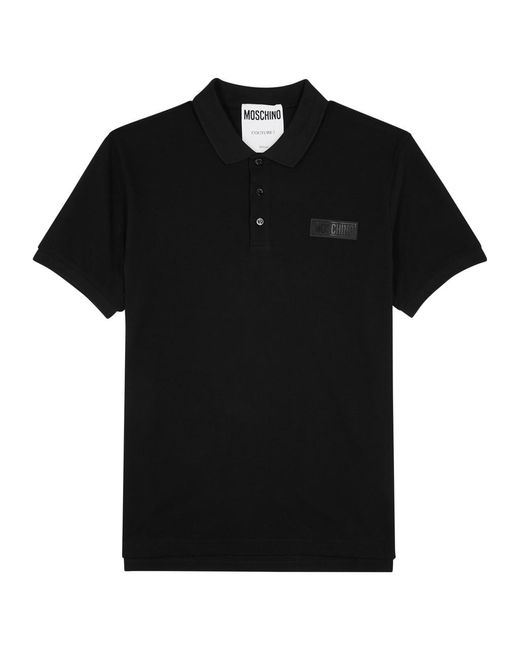 Moschino Black Logo Piqué Cotton Polo Shirt for men