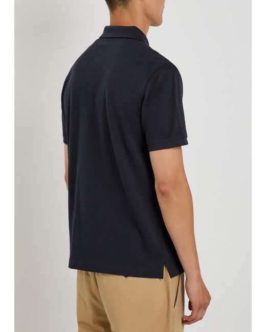 Gant Blue Logo-Embroidered Piqué Cotton Polo Shirt for men