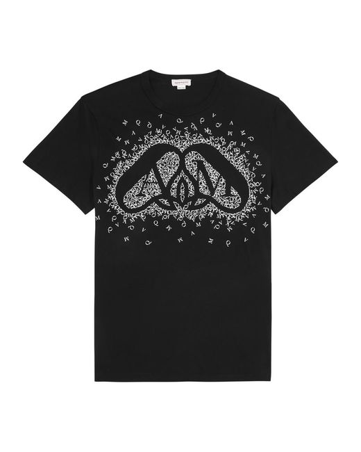 Alexander McQueen Black Exploded Charm Printed Cotton T-Shirt for men