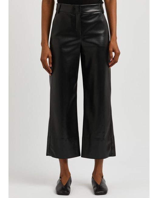 Max Mara Black Soprano Cropped Faux Leather Trousers
