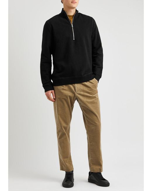 Sunspel Black Half-zip Cotton Sweatshirt for men