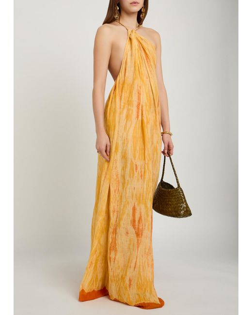 Delos Metallic Amaya Shibori Cotton And Silk-Blend Maxi Dress
