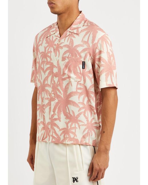 Palm Angels Pink Palms Printed Shirt for men