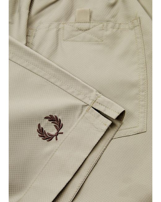 Fred Perry Gray Logo-Embroidered Shell Swim Shorts for men