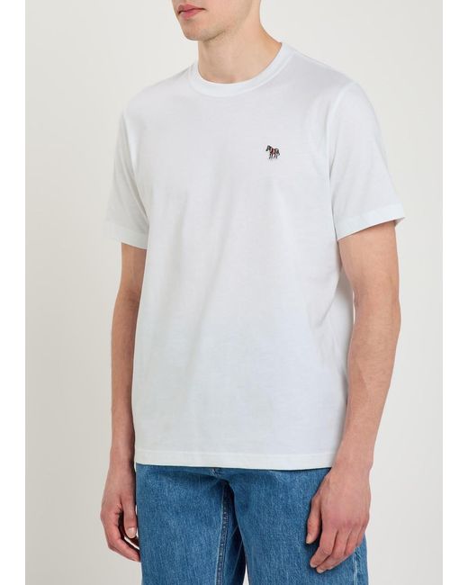 Paul Smith White Appliquéd Cotton T-Shirt for men