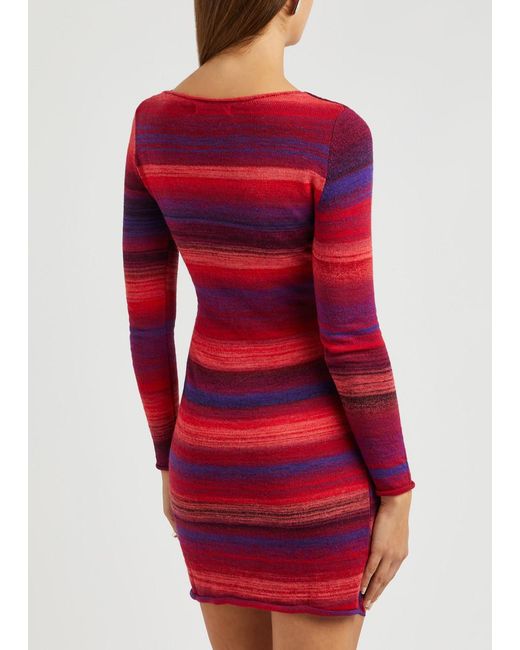 GIMAGUAS Red Cezza Striped Knitted Mini Dress