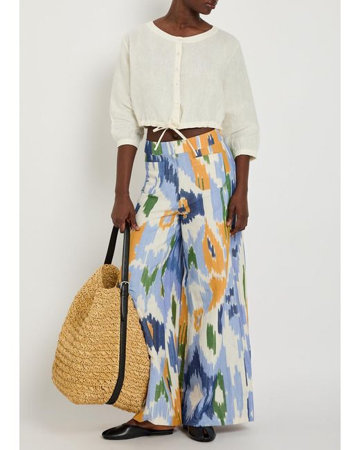 Emporio Sirenuse White New Jinny Cropped Linen Top