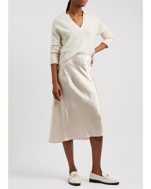Vince Natural Hammered Satin Skirt