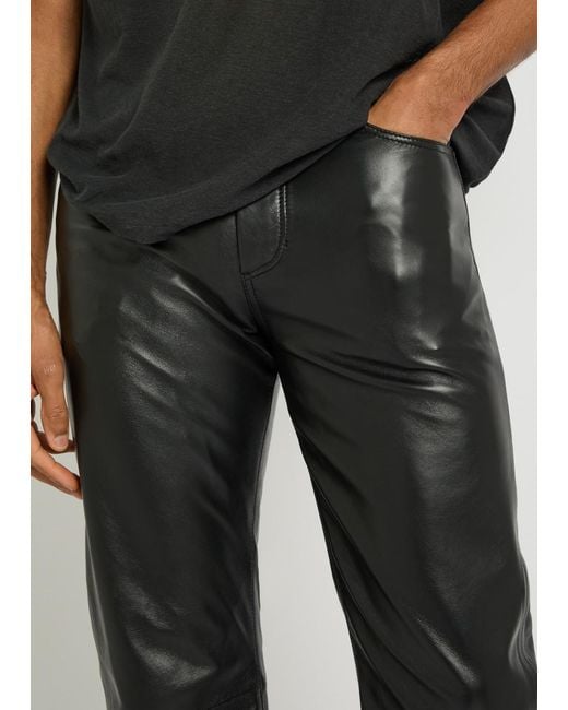 Acne Gray Bootcut Leather Trousers for men