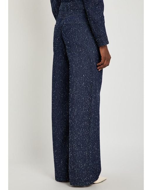 Jacquemus Blue Le De-Nimes Large Frayed Wide-Leg Jeans