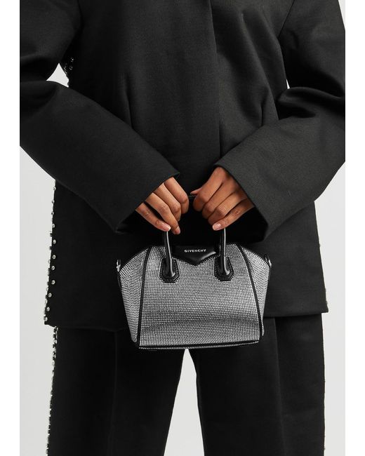 Givenchy Black Antigona Toy Crystal-embellished Leather Top Handle Bag