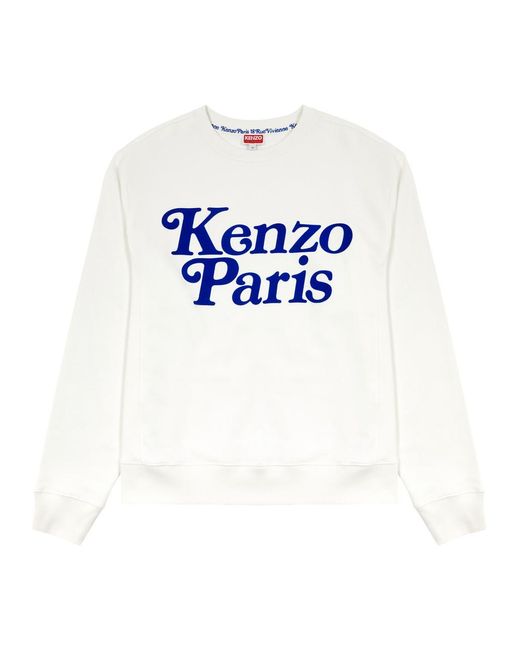 KENZO Blue Logo-appliquéd Cotton Sweatshirt for men