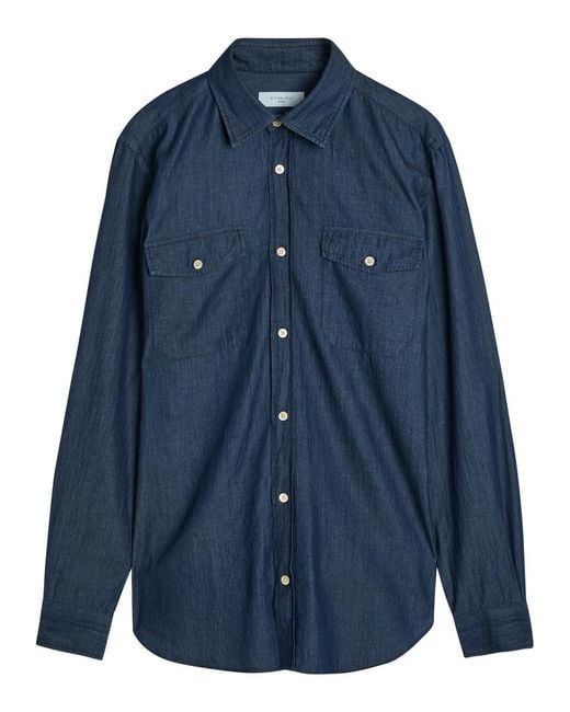 Boglioli Blue Cotton Shirt for men