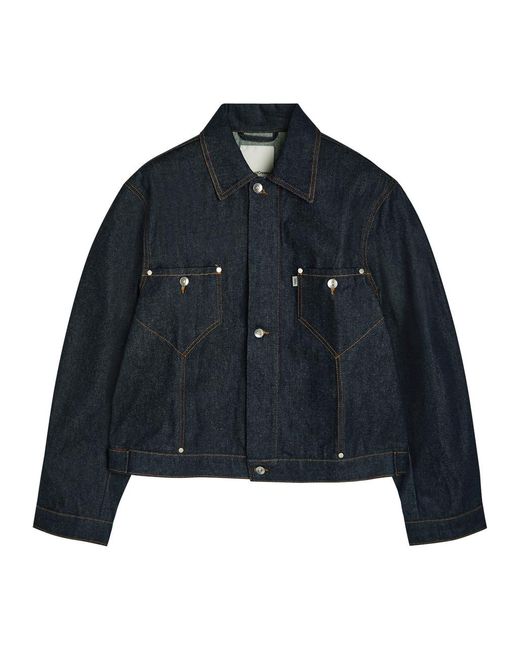 YMC Blue Raw Panelled Denim Jacket for men