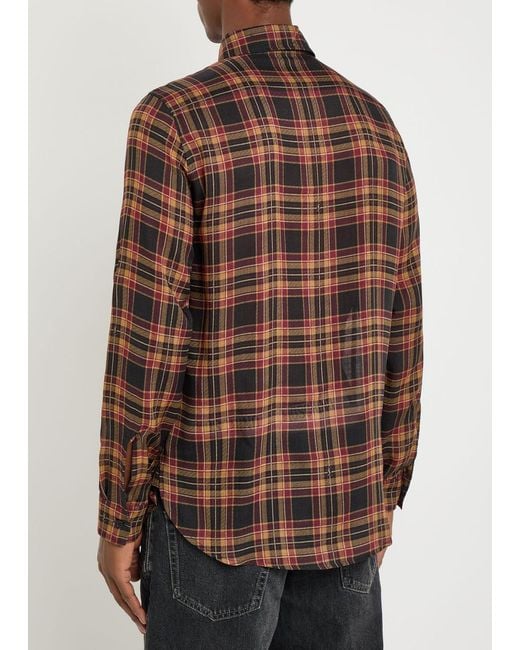 Saint Laurent Brown Plaid Wool Shirt for men