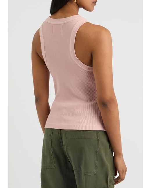 Citizens of Humanity Pink Isabel Ribbed Stretch-Jersey Tank