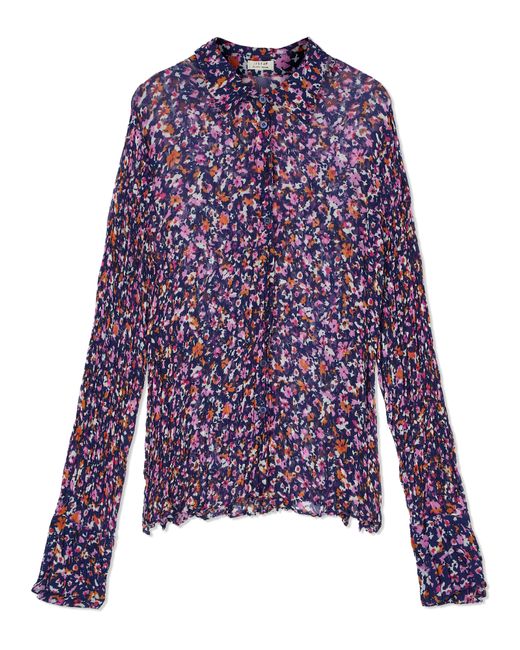 Jigsaw Purple Abstract Floral Crinkled Shirt