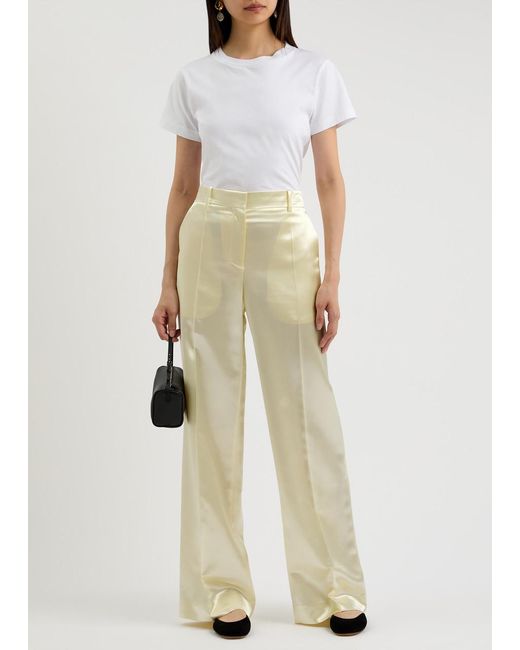 The Row Natural Encore Wide-Leg Satin Trousers