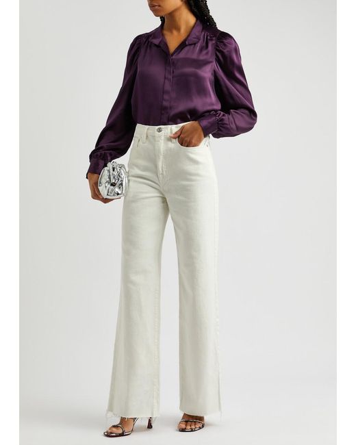 FRAME Purple Gillian Silk-satin Shirt