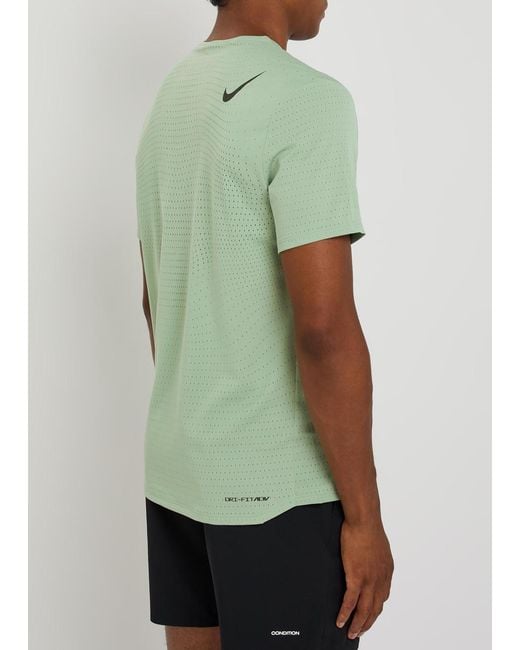 Nike Green Aeroswift Dri-Fit Adv Perforated Jersey Running T-Shirt for men