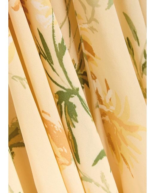 Reformation Metallic Briony Panelled Floral-Print Georgette Midi Dress