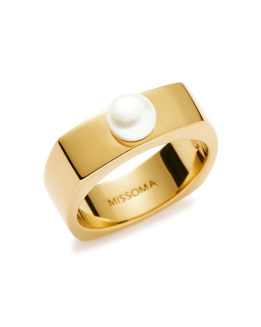 Missoma Metallic Button Pearl 18Kt Vermeil Ring
