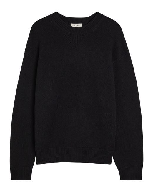 FRAME Black Suede Patch Wool-Blend Jumper for men