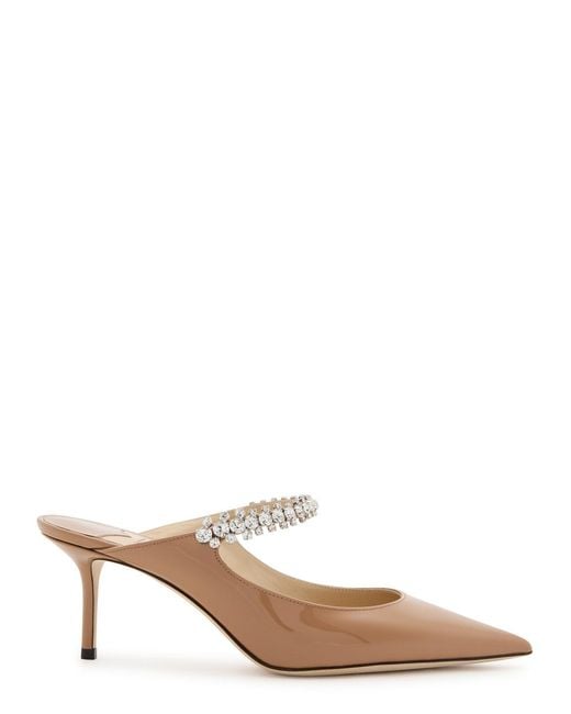 Jimmy Choo Brown Bing 65 Embellished Leather Mules, Mules, Size 7 Heel