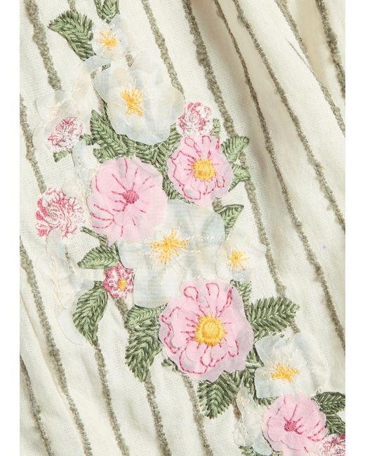 Agua Bendita Natural Rommy Embroidered Cotton-Blend Shorts