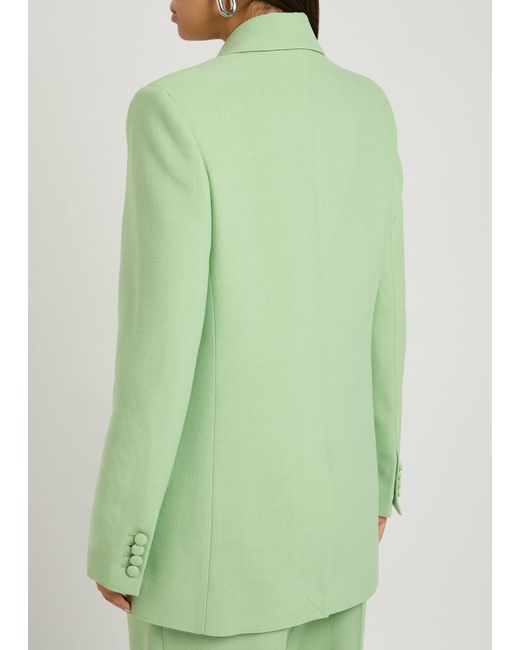 Erdem Green Double Breasted Twill Blazer