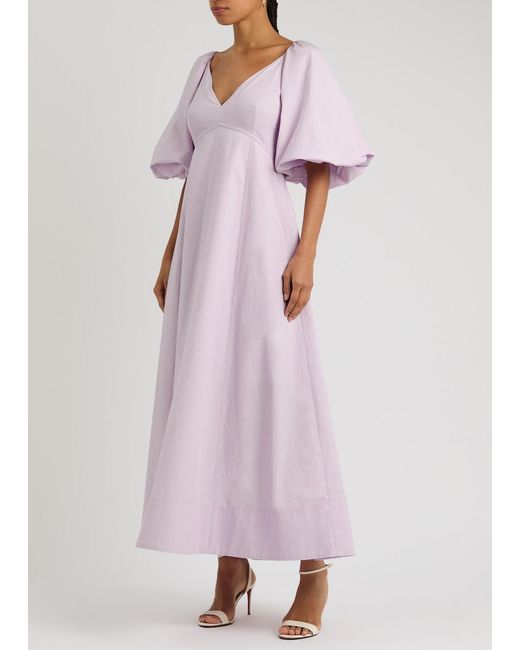 Clea Purple Henderson Panelled Cotton-Poplin Maxi Dress