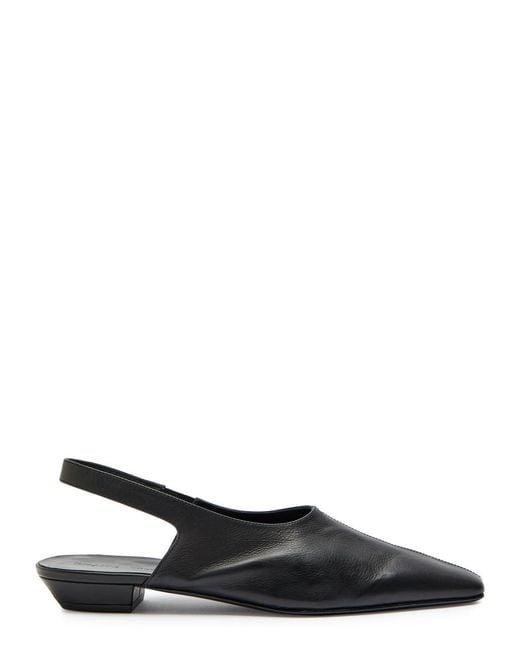Khaite Black Cecilia Grained Leather Slingback Flats