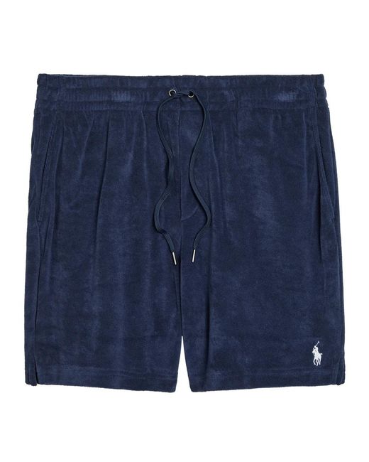 Polo Ralph Lauren Blue Logo-Embroidered Terry Shorts for men