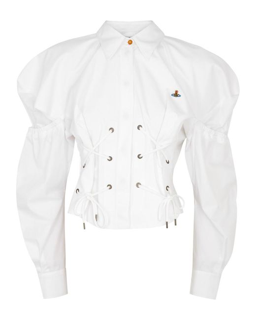 Vivienne Westwood White Gexy Lace-up Cotton Shirt