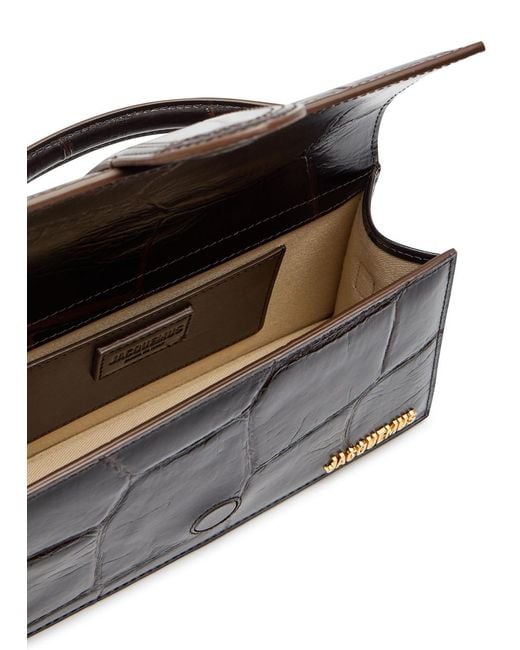 Jacquemus Black Le Grande Bambino Crocodile-Effect Leather Top Handle Bag