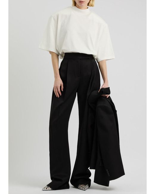 The Attico Black Barrel-Leg Wool Trousers