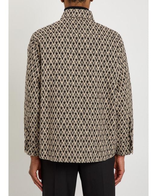 Valentino Garavani Brown Chevron Cotton And Silk-Blend Overshirt for men