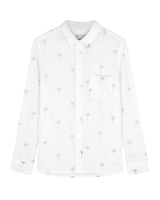 Rails Charli White Palm Tree-embroidered Shirt