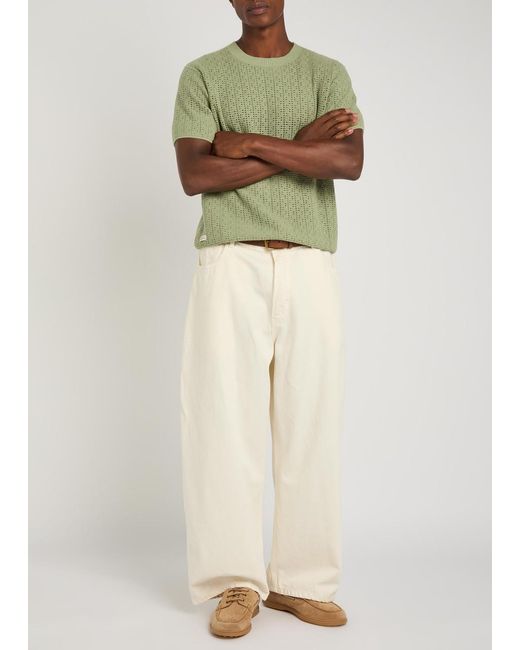 Percival Green Open-Knit Cotton T-Shirt for men