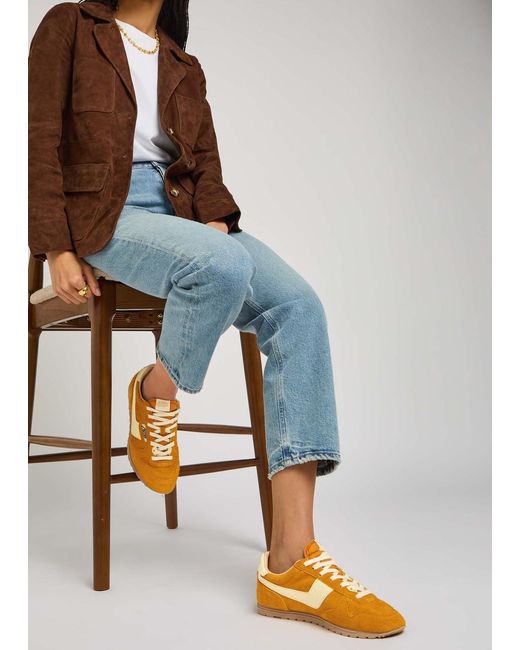 Autry Orange Windspin Panelled Brushed Suede Sneakers