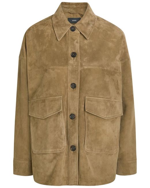 Arma Natural Kaylee Panelled Suede Overshirt
