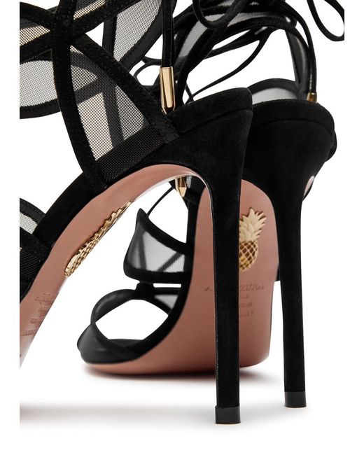 Aquazzura Black Fatal Attraction 105 Suede Sandals