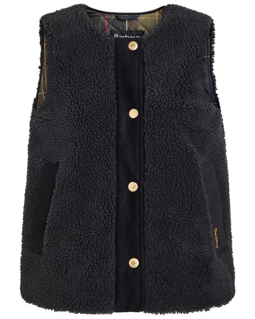 Barbour Blue Dulsie Corduroy-Trim Fleece Gilet