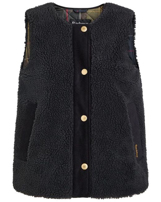 Barbour Blue Dulsie Corduroy-Trim Fleece Gilet