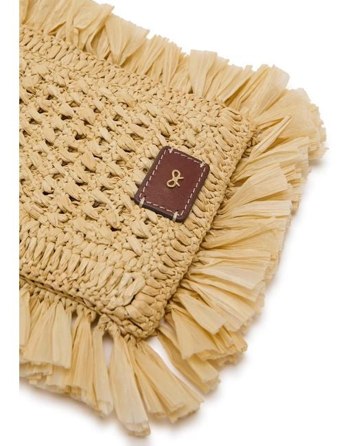 Anya Hindmarch Natural Fringed Raffia And Leather Cross-Body Phone Pouch
